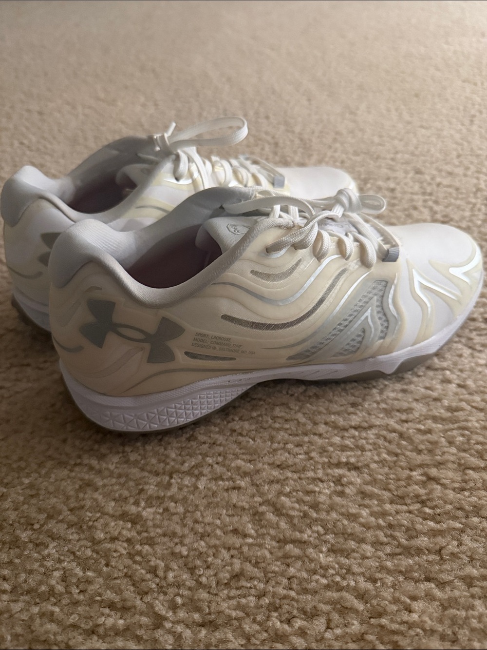 Under Armour White and Ivory Low-Top lacrosse cleats